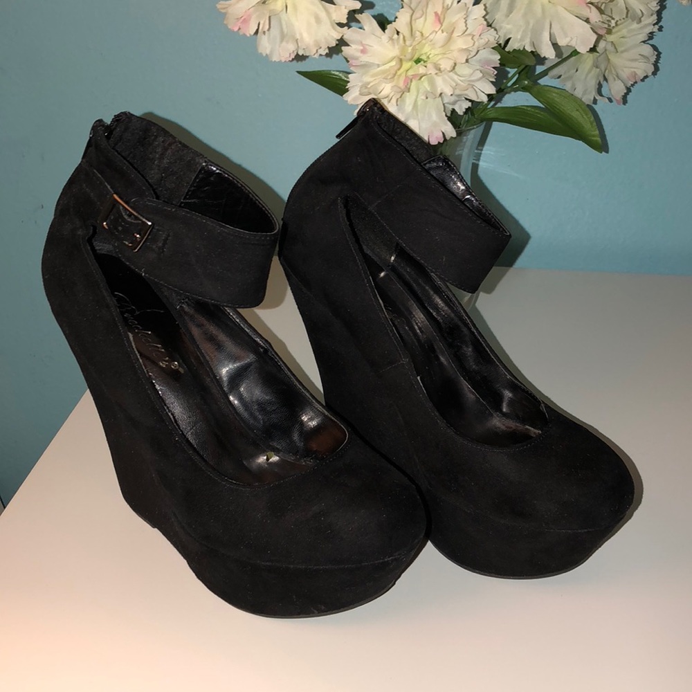 Black Suede Wedges